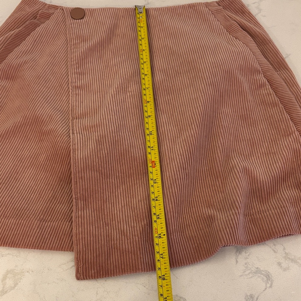 Club Monaco Light Rose Corduroy Wrap Mini Skirt with pockets - Picture 8 of 8